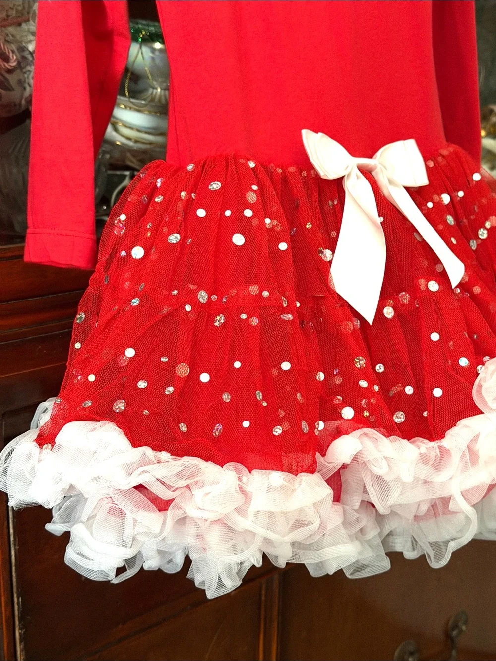 Girls Red Ruffle TuTu Dress - Picture 3 of 6